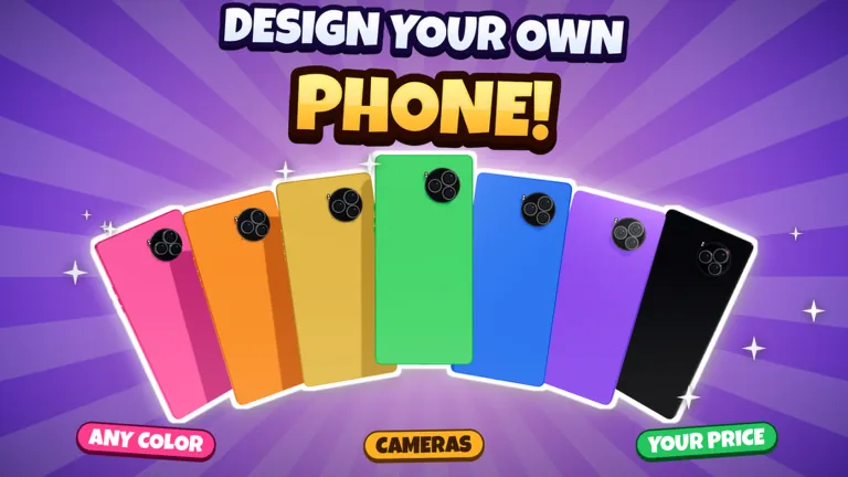 Official Roblox thumbnail of six phone backs in pink, orange, gold, green, blue, and black